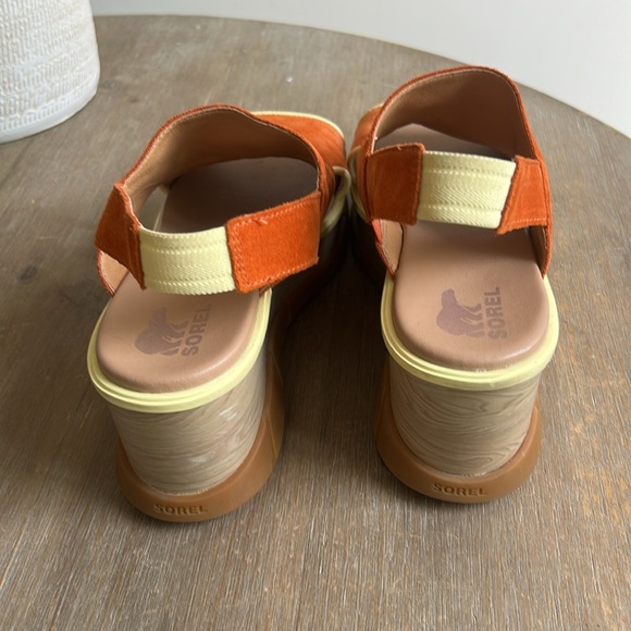 Sorel Joanie III Desert Sun Suede Wedge Platform Comfort Sling Back Sandals - Picture 6 of 17